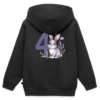 4. Geburtstag 4 Jahre Hase Häschen Lavendel Lila - Kinder Premium Organic Zip Hoodie - Schwarz - Hinten - AI Model Kid Male (0cm)