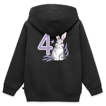 4. Geburtstag 4 Jahre Hase Häschen Lavendel Lila - Kinder Premium Organic Zip Hoodie - Schwarz - Hinten - AI Model Kid Male (0cm)