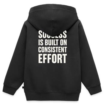 Le succès vient d’un effort constant - - Sweat Premium à capuche zippé enfant bio - noir - Dos - AI Model Kid Male (0cm)