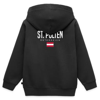 Sankt Pölten Österreich - Kinder Premium Organic Zip Hoodie - Schwarz - Hinten - AI Model Kid Male (0cm)