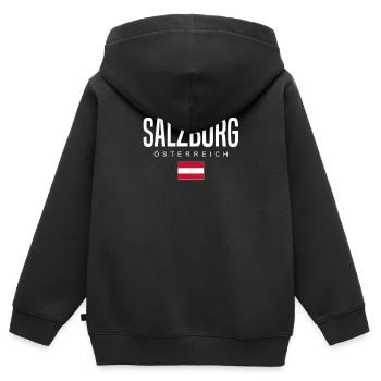 Salzburg Österreich - Kinder Premium Organic Zip Hoodie - Schwarz - Hinten - AI Model Kid Male (0cm)