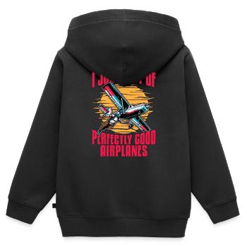 Parachutisme Je saute parfaitement du base jump - Sweat Premium à capuche zippé enfant bio - noir - Dos - AI Model Kid Male (0cm)