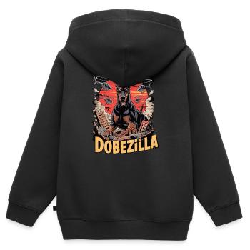 Dobezilla – The Watchdog of the Apocalypse - Kids Premium Organic Zip-up Hoodie - black - Back - AI Model Kid Male (0cm)