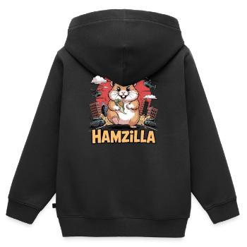 Hamzilla – Der Snack nimmt Rache - Kinder Premium Organic Zip Hoodie - Schwarz - Hinten - AI Model Kid Male (0cm)