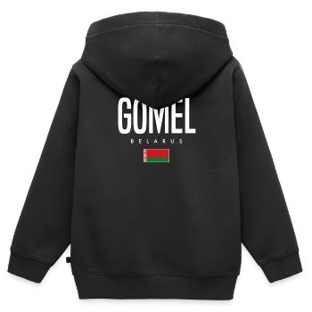 Gomel Belarus Weißrussland - Kinder Premium Organic Zip Hoodie - Schwarz - Hinten - AI Model Kid Male (0cm)