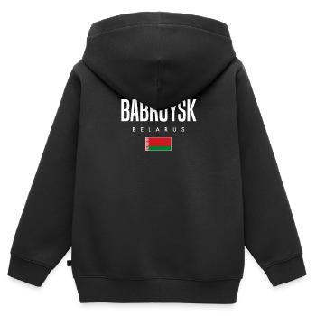 Babruysk Belarus Weißrussland - Kinder Premium Organic Zip Hoodie - Schwarz - Hinten - AI Model Kid Male (0cm)