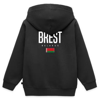 Brest Belarus Weißrussland - Kinder Premium Organic Zip Hoodie - Schwarz - Hinten - AI Model Kid Male (0cm)