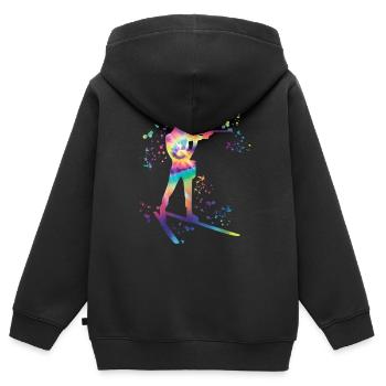 Biathlète Biathlon combiné nordique - Sweat Premium à capuche zippé enfant bio - noir - Dos - AI Model Kid Male (0cm)
