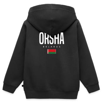 Orsha Belarus Weißrussland - Kinder Premium Organic Zip Hoodie - Schwarz - Hinten - AI Model Kid Male (0cm)