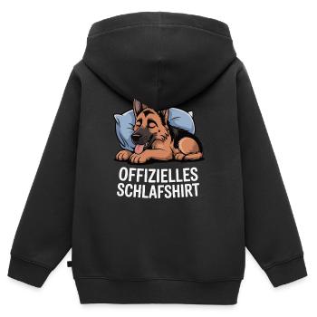 Offizielles Schlafshirt Schaeferhund - Kinder Premium Organic Zip Hoodie - Schwarz - Hinten - AI Model Kid Male (0cm)