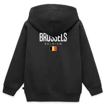 Brüssel Belgien - Kinder Premium Organic Zip Hoodie - Schwarz - Hinten - AI Model Kid Male (0cm)