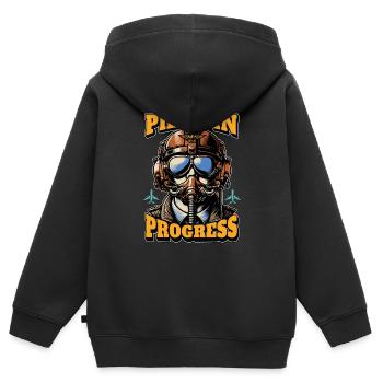 Instructeur de vol Pilote en cours Instructeur de vol - Sweat Premium à capuche zippé enfant bio - noir - Dos - AI Model Kid Male (0cm)