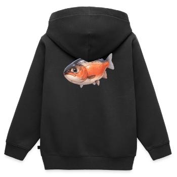 Saumon Saumon - Sweat Premium à capuche zippé enfant bio - noir - Dos - AI Model Kid Male (0cm)