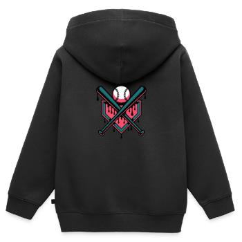 Baseball Batte de baseball - Sweat Premium à capuche zippé enfant bio - noir - Dos - AI Model Kid Male (0cm)