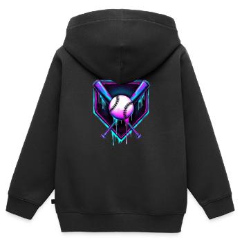 Baseball Batte de baseball - Sweat Premium à capuche zippé enfant bio - noir - Dos - AI Model Kid Male (0cm)