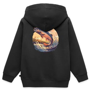 Saumon Saumon - Sweat Premium à capuche zippé enfant bio - noir - Dos - AI Model Kid Male (0cm)