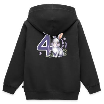 4. Geburtstag 4 Jahre Hase Häschen Lavendel Lila - Kinder Premium Organic Zip Hoodie - Schwarz - Hinten - AI Model Kid Male (0cm)