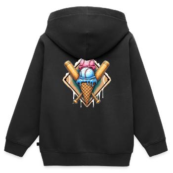 Baseball Batte de baseball - Sweat Premium à capuche zippé enfant bio - noir - Dos - AI Model Kid Male (0cm)