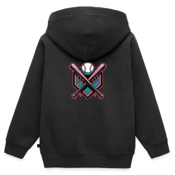 Baseball Batte de baseball - Sweat Premium à capuche zippé enfant bio - noir - Dos - AI Model Kid Male (0cm)