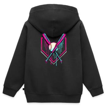 Baseball Batte de baseball - Sweat Premium à capuche zippé enfant bio - noir - Dos - AI Model Kid Male (0cm)