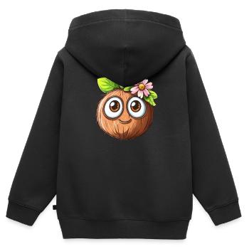 Kokosnuss mit großen Augen - Kinder Premium Organic Zip Hoodie - Schwarz - Hinten - AI Model Kid Male (0cm)