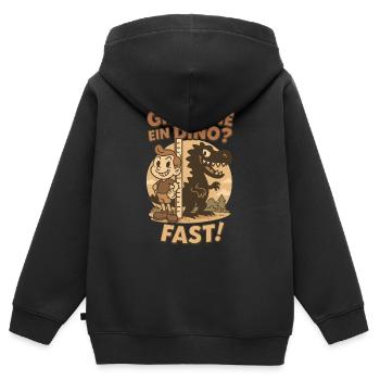 Grand comme un dinosaure ? Presque! Tyrannosaurus Rex Enfants - Sweat Premium à capuche zippé enfant bio - noir - Dos - AI Model Kid Male (0cm)
