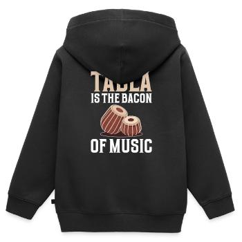 Le tabla est le bacon de la musique - Sweat Premium à capuche zippé enfant bio - noir - Dos - AI Model Kid Male (0cm)