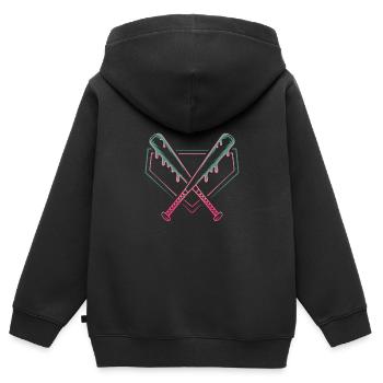 Baseball Batte de baseball - Sweat Premium à capuche zippé enfant bio - noir - Dos - AI Model Kid Male (0cm)