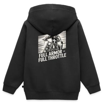 Christian Biker Full Armor Full Throttle - Sweat Premium à capuche zippé enfant bio - noir - Dos - AI Model Kid Male (0cm)