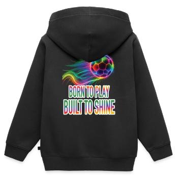 Ballon de Foot - Neon Arc-en-Ciel Football Sport - Sweat Premium à capuche zippé enfant bio - noir - Dos - AI Model Kid Male (0cm)