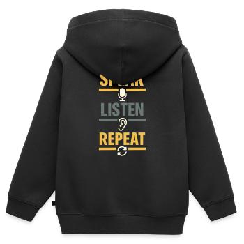Le livre audio Narration Club Conteur audio - Sweat Premium à capuche zippé enfant bio - noir - Dos - AI Model Kid Male (0cm)