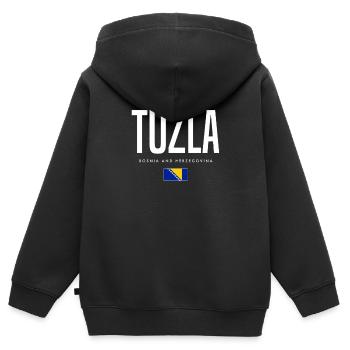 Tuzla Bosnien und Herzegowina - Kinder Premium Organic Zip Hoodie - Schwarz - Hinten - AI Model Kid Male (0cm)
