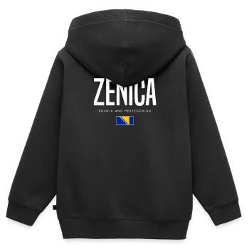 Zenica Bosnien und Herzegowina - Kinder Premium Organic Zip Hoodie - Schwarz - Hinten - AI Model Kid Male (0cm)