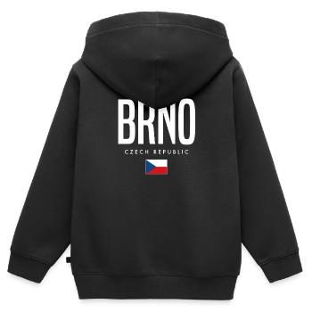 Brno Tschechien - Kinder Premium Organic Zip Hoodie - Schwarz - Hinten - AI Model Kid Male (0cm)