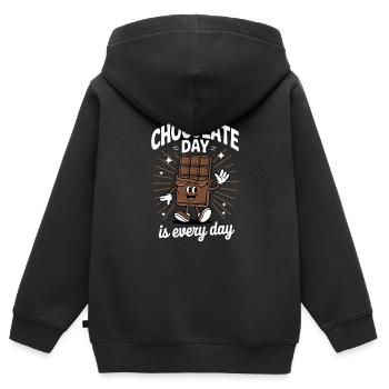 Journée du chocolat Tous les jours Tablette de chocolat - Sweat Premium à capuche zippé enfant bio - noir - Dos - AI Model Kid Male (0cm)