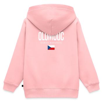 Olomouc Tschechien - Kinder Premium Organic Zip Hoodie - Rosa - Hinten - AI Model Kid Female (0cm)