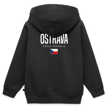 Ostrava Tschechien - Kinder Premium Organic Zip Hoodie - Schwarz - Hinten - AI Model Kid Male (0cm)