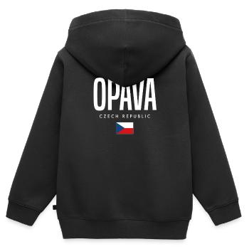 Opava Tschechien - Kinder Premium Organic Zip Hoodie - Schwarz - Hinten - AI Model Kid Male (0cm)