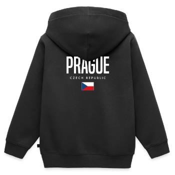 Prag Tschechien - Kinder Premium Organic Zip Hoodie - Schwarz - Hinten - AI Model Kid Male (0cm)