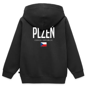 Pilsen Tschechien - Kinder Premium Organic Zip Hoodie - Schwarz - Hinten - AI Model Kid Male (0cm)