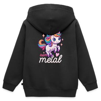 Einhorn Death Metal - Heavy Metal - Spruch - Kinder Premium Organic Zip Hoodie - Schwarz - Hinten - AI Model Kid Male (0cm)