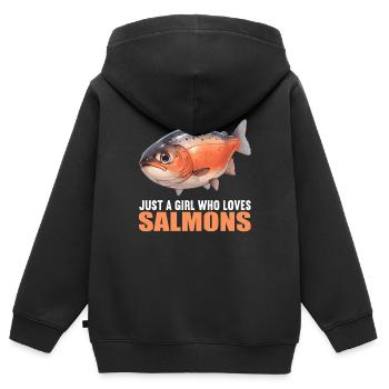 Saumon Saumon - Sweat Premium à capuche zippé enfant bio - noir - Dos - AI Model Kid Male (0cm)