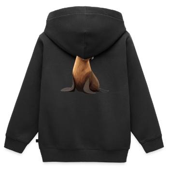 Seelöwen Seelöwe - Kinder Premium Organic Zip Hoodie - Schwarz - Hinten - AI Model Kid Male (0cm)