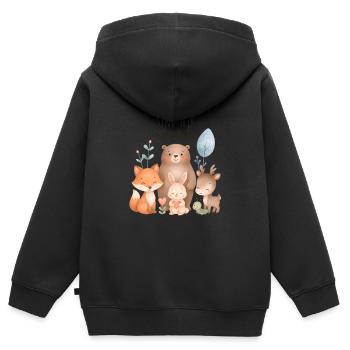 Gemeinsam sind wir stark Waldtiere Design - Kinder Premium Organic Zip Hoodie - Schwarz - Hinten - AI Model Kid Male (0cm)