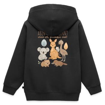 Australien Tiere Kinder Design mit Abenteuer - Kinder Premium Organic Zip Hoodie - Schwarz - Hinten - AI Model Kid Male (0cm)