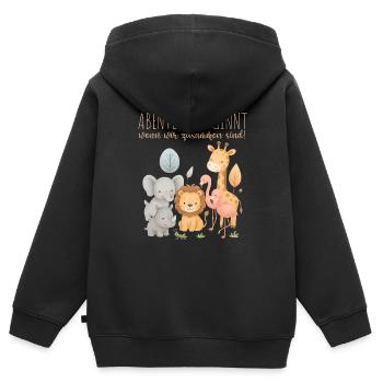 Safari Tiere Abenteuer Design für Kinder - Kinder Premium Organic Zip Hoodie - Schwarz - Hinten - AI Model Kid Male (0cm)