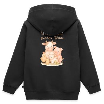 Kleine Tiere Zusammen stark Bauernhof Design - Kinder Premium Organic Zip Hoodie - Schwarz - Hinten - AI Model Kid Male (0cm)