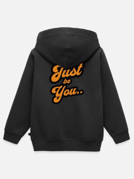 Just be yourself positive Statement - Premium børne zip-hættetrøje økologisk - sort