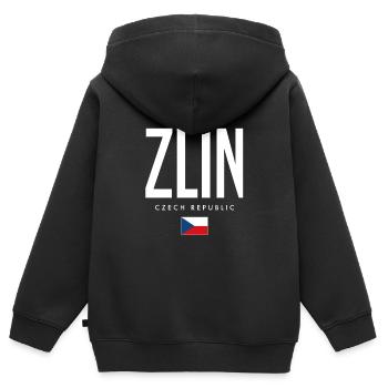 Zlin Tschechien - Kinder Premium Organic Zip Hoodie - Schwarz - Hinten - AI Model Kid Male (0cm)