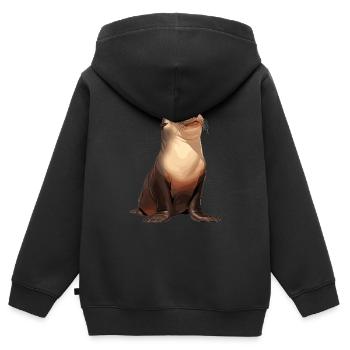 Seelöwen Seelöwe - Kinder Premium Organic Zip Hoodie - Schwarz - Hinten - AI Model Kid Male (0cm)